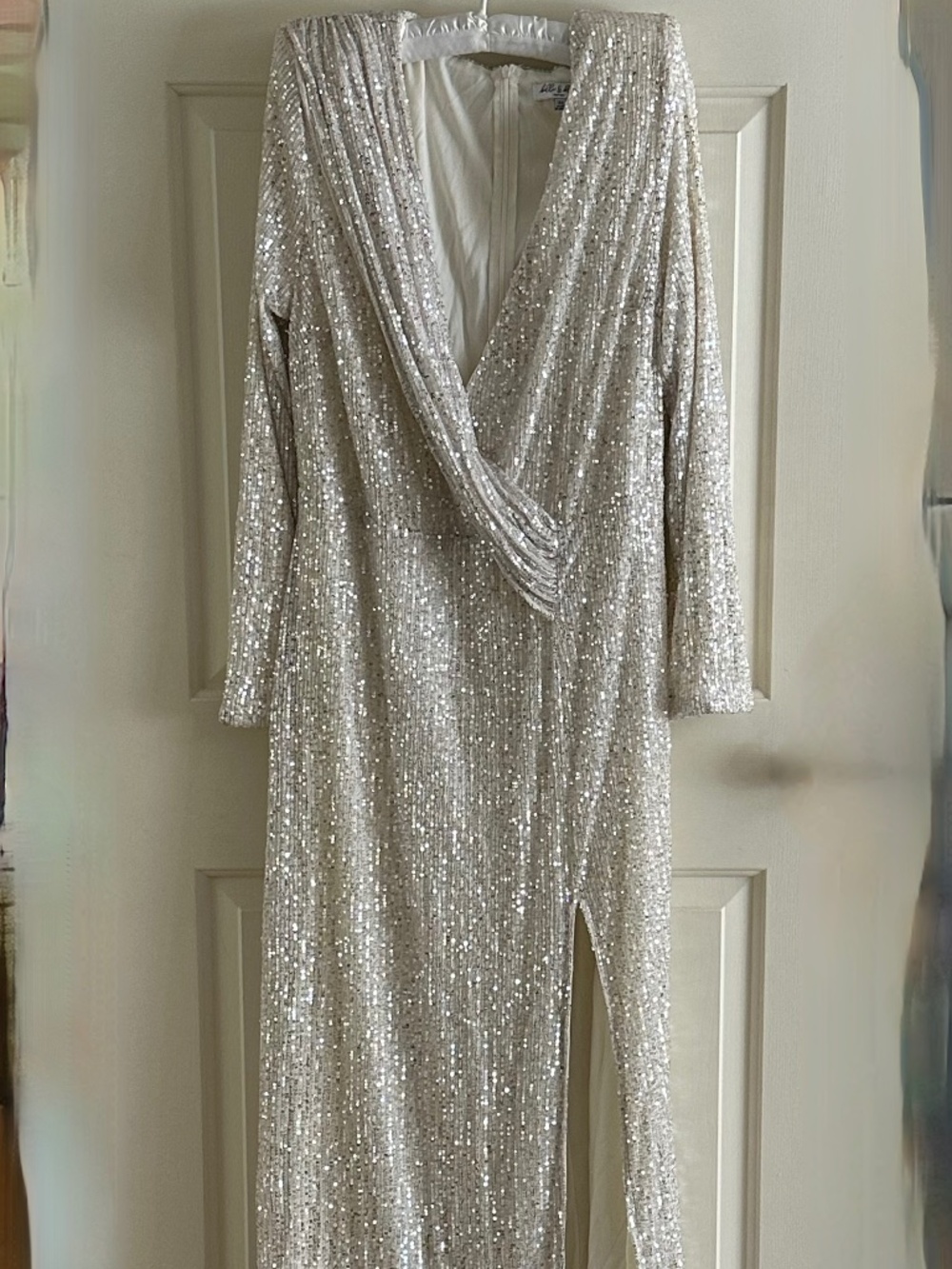 Silver Sequin Maxi Dress — Size 3X